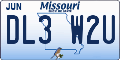 MO license plate DL3W2U