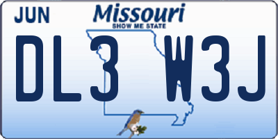 MO license plate DL3W3J