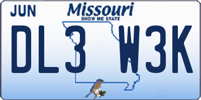 MO license plate DL3W3K