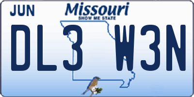 MO license plate DL3W3N