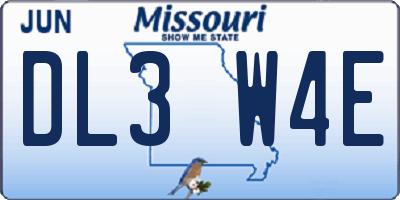 MO license plate DL3W4E