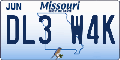 MO license plate DL3W4K