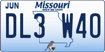 MO license plate DL3W4O