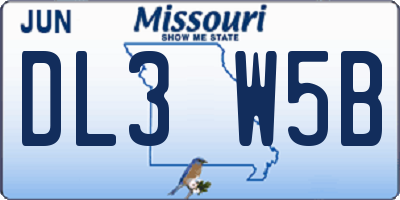 MO license plate DL3W5B