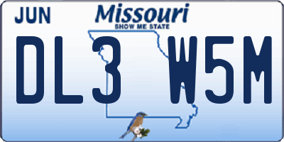 MO license plate DL3W5M