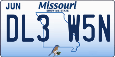 MO license plate DL3W5N