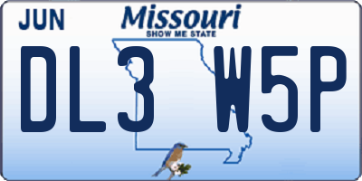 MO license plate DL3W5P