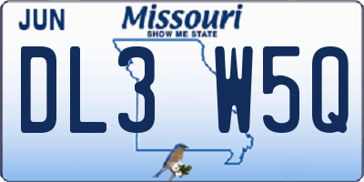 MO license plate DL3W5Q