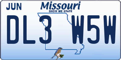 MO license plate DL3W5W