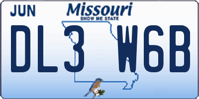 MO license plate DL3W6B