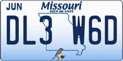 MO license plate DL3W6D
