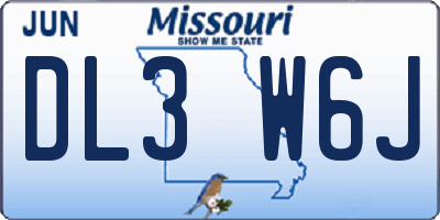 MO license plate DL3W6J