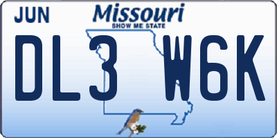 MO license plate DL3W6K