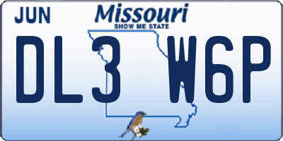 MO license plate DL3W6P