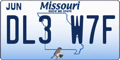 MO license plate DL3W7F