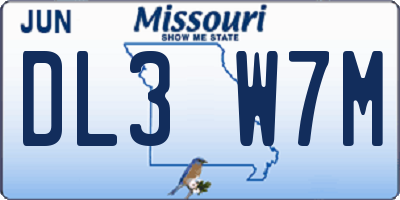 MO license plate DL3W7M