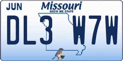 MO license plate DL3W7W