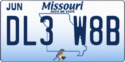 MO license plate DL3W8B