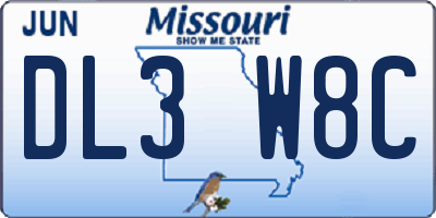 MO license plate DL3W8C
