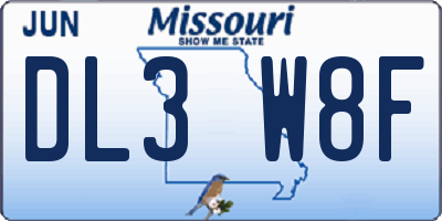 MO license plate DL3W8F