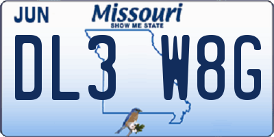 MO license plate DL3W8G