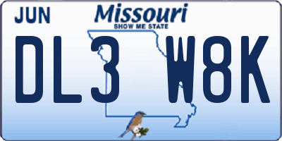 MO license plate DL3W8K