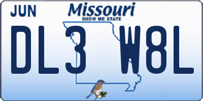 MO license plate DL3W8L