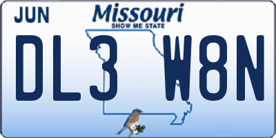 MO license plate DL3W8N