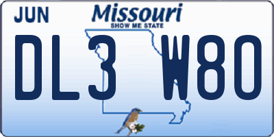 MO license plate DL3W8O