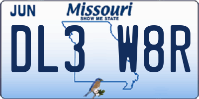 MO license plate DL3W8R