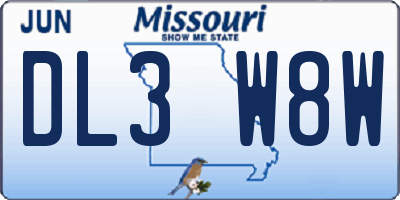 MO license plate DL3W8W