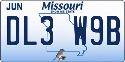 MO license plate DL3W9B