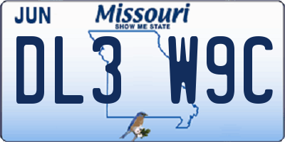 MO license plate DL3W9C