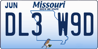 MO license plate DL3W9D