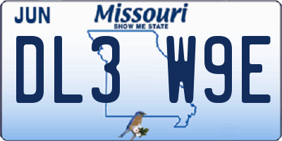 MO license plate DL3W9E