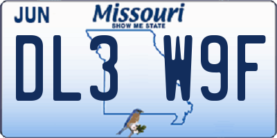 MO license plate DL3W9F