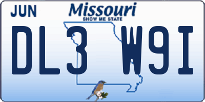 MO license plate DL3W9I