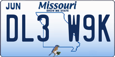 MO license plate DL3W9K