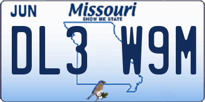 MO license plate DL3W9M