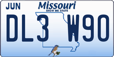 MO license plate DL3W9O