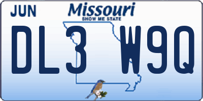 MO license plate DL3W9Q