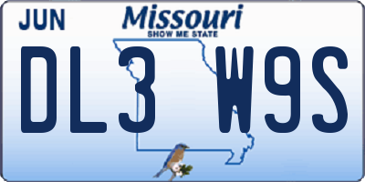 MO license plate DL3W9S