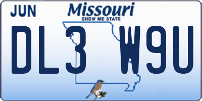 MO license plate DL3W9U