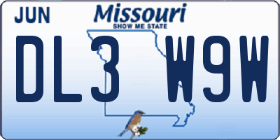 MO license plate DL3W9W