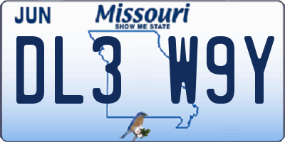 MO license plate DL3W9Y
