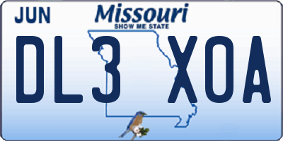 MO license plate DL3X0A