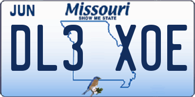 MO license plate DL3X0E