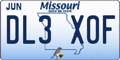 MO license plate DL3X0F