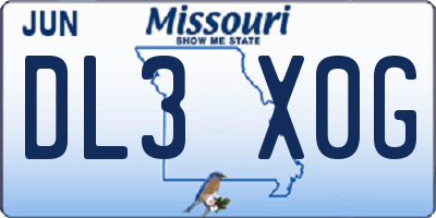 MO license plate DL3X0G