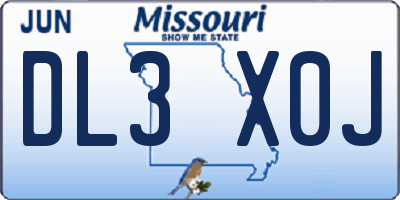 MO license plate DL3X0J